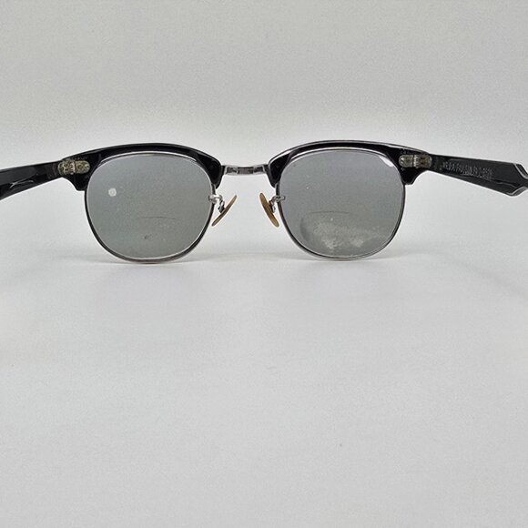 Shuron 1/10 12K G.F. Black White Gold Horn Rimmed Aluminum Eyeglasses Frame 44mm - Picture 4 of 16